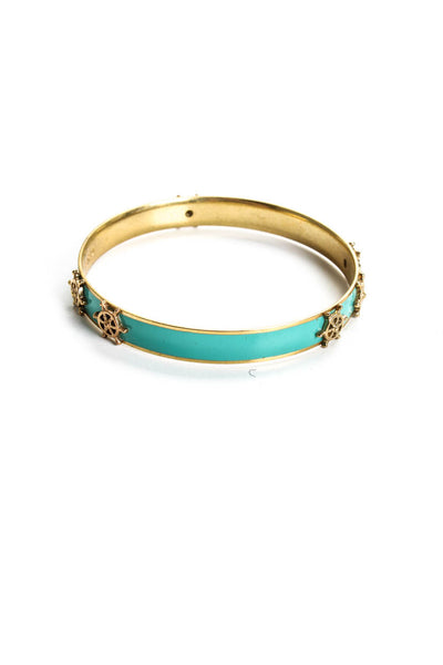 J Crew Women's Gold Tone Multicolor Ship's Wheel Bangle Set (2)  2.5"