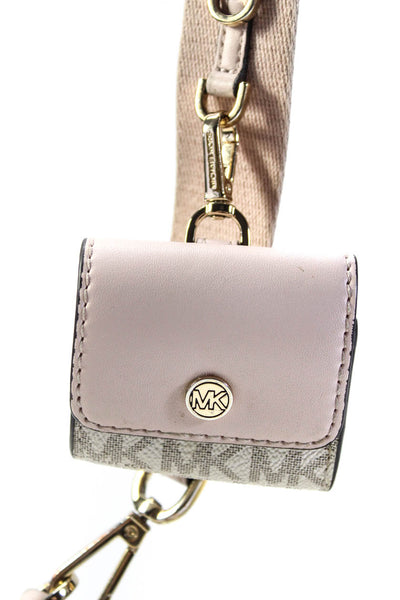 Michael Michael Kors Womens Pink Zip Crossbody Bag Case for Airpods Case Handbag