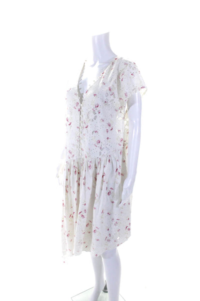 Sea New York Womens Embroidered Eyelet Asymmetrical Popover Dress White Size 8