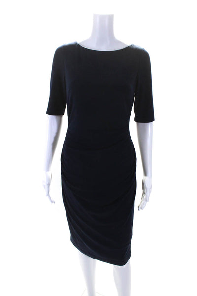 Vince Camuto Womens Jersey Knit Crew Neck Short Sleeve Sheath Dress Navy Size 6