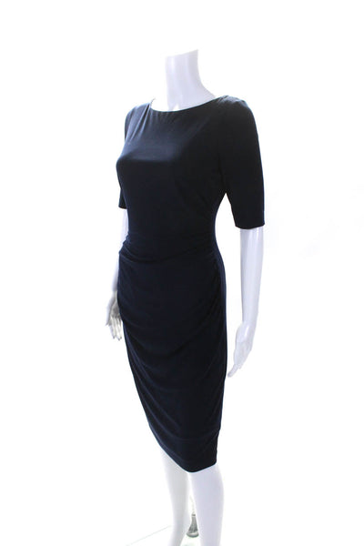 Vince Camuto Womens Jersey Knit Crew Neck Short Sleeve Sheath Dress Navy Size 6