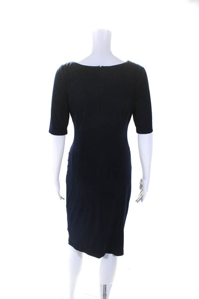 Vince Camuto Womens Jersey Knit Crew Neck Short Sleeve Sheath Dress Navy Size 6