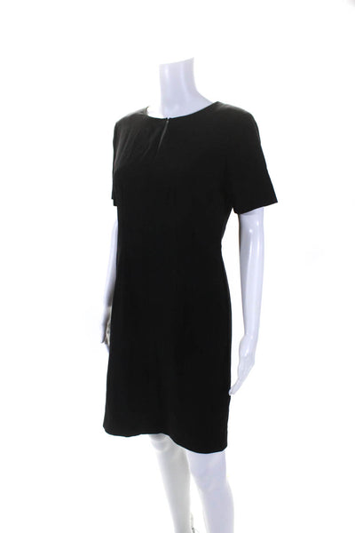 T Tahari Womens Stretch V-Neck Short Sleeve Knee Length Shift Dress Black Size 6