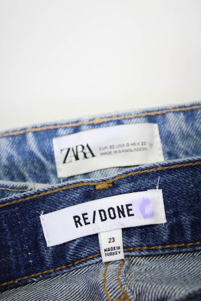 Zara Re/Done Womens Denim Cut Off Shorts Blue Cotton Size 0 23 Lot 2
