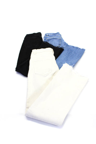 Zara Womens Straight Leg Jeans Black Off White Blue Cotton Size 2 Lot 3