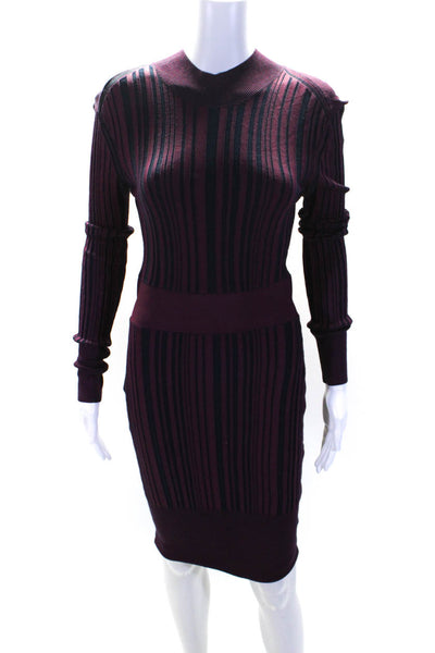 Hervé Léger Womens Purple Striped Sheath Purple Size L 12644418