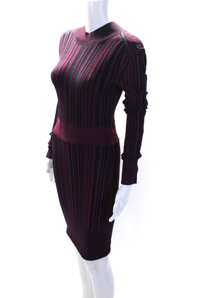 Hervé Léger Womens Purple Striped Sheath Purple Size L 12644418