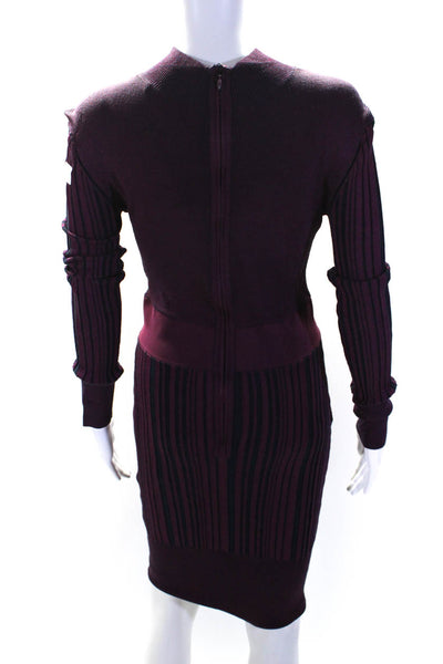 Hervé Léger Womens Purple Striped Sheath Purple Size L 12644418