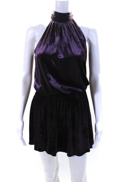 Ramy Brook Womens Velvet Sleeveless A Line Dress Purple Size Extra Small