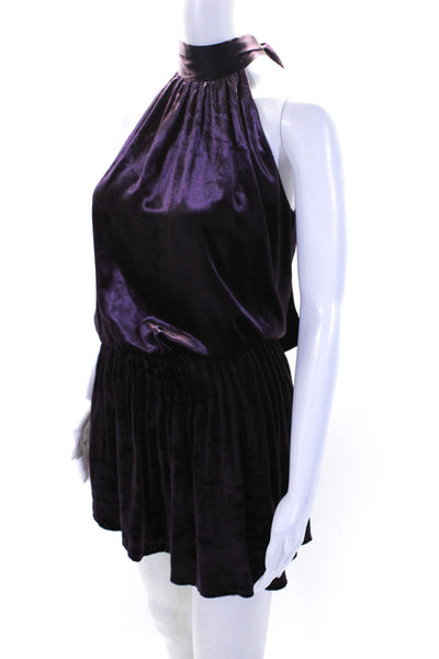 Ramy Brook Womens Velvet Sleeveless A Line Dress Purple Size Extra Small