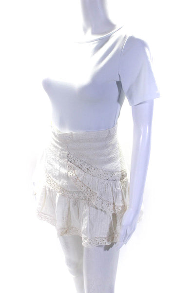 Love Shack Fancy Womens Crochet Trim Mini Skirt White Cotton Size Extra Small