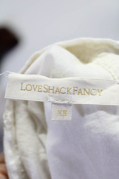Love Shack Fancy Womens Crochet Trim Mini Skirt White Cotton Size Extra Small