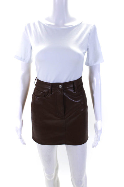 Wilfred Womens Faux Leather Mini Skirt Chocolate Brown Size 00