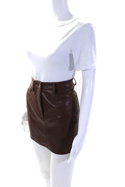 Wilfred Womens Faux Leather Mini Skirt Chocolate Brown Size 00