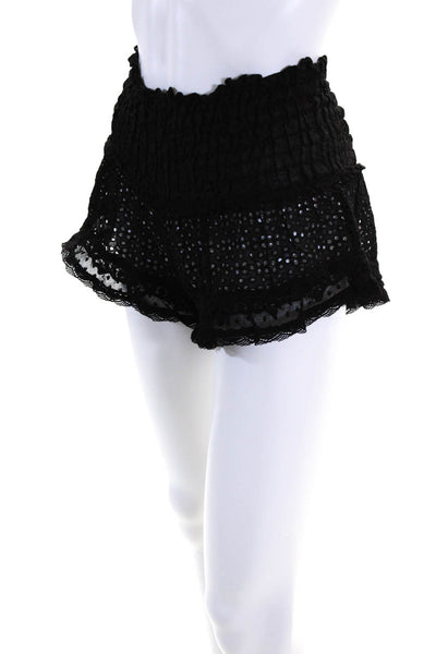 Sunday Tropez Womens Elasticated Lace Trim Bloomer Shorts Black Size TU