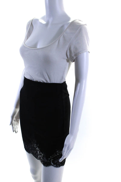 Robert Rodriguez Womens Scallop Hem Lace Trim Bodycon Pencil Skirt Black Size 0