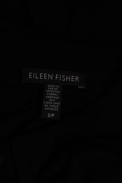 Eileen Fisher Womens Short Sleeves Button Down Shirt Black Size Small