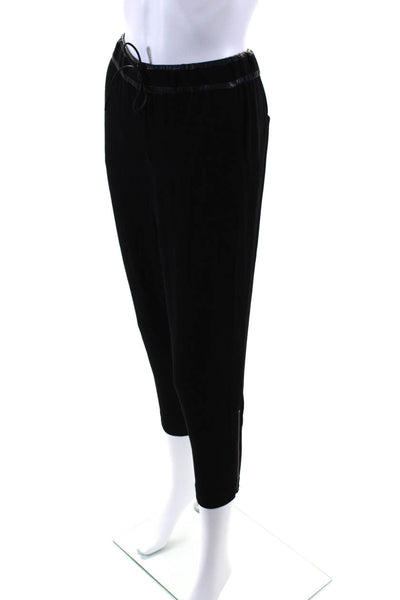 Helmut Lang Womens High Rise Drawstring Zipper Trim Cropped Pants Black Size 0