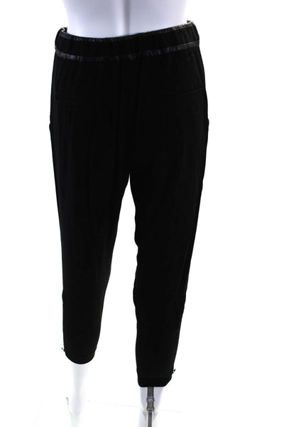 Helmut Lang Womens High Rise Drawstring Zipper Trim Cropped Pants Black Size 0