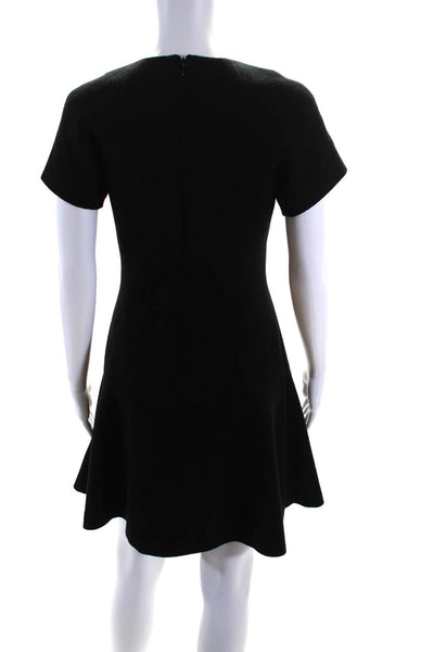 Proenza Schouler Womens Back Zip Short Sleeve A Line Dress Black Wool Size 4