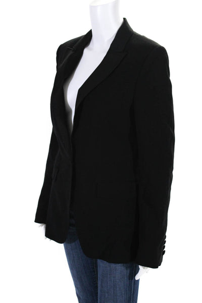 Faconnable Womens Satin Peak Lapel One Button Blazer Jacket Black Size 6