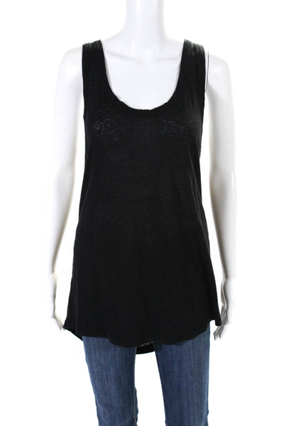 Acne Womens Linen Scoop Neck Sleeveless Pullover Casual Tank Top Black Size S