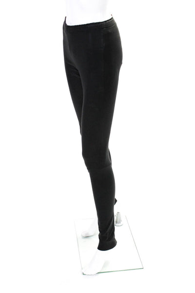 Stouls Womens Leather Elastic Waist Slip-On Darte Fashion Leggings Black Size XS