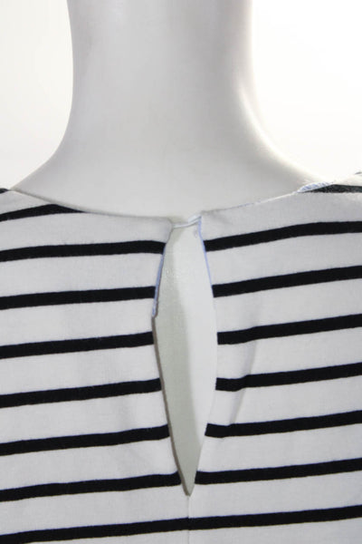 English Factory Womens Cotton Striped Pleated Hem Blouse Top White Size M