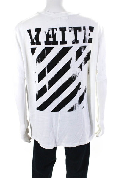 Off White Mens Jersey Knit Graphic Printed Short Sleeve T-Shirt White Size XL