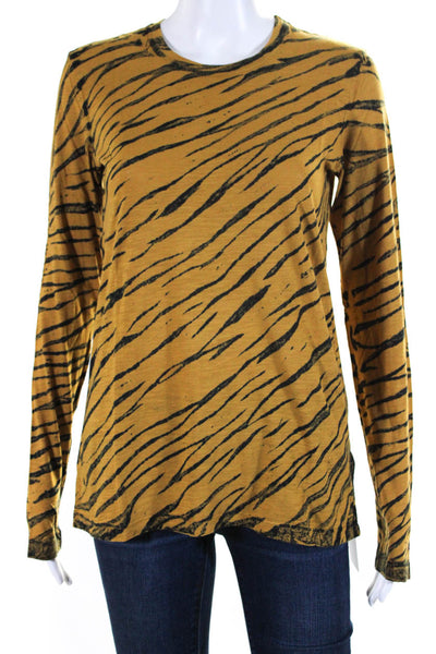 Proenza Schouler Womens Animal Print Tee Shirt Brown Black Size Small