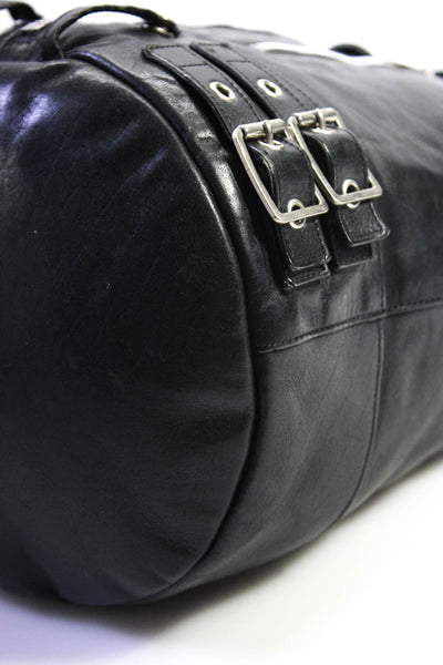 Saint Laurent Womens Leather Zippered Detail Rider Drawstring Crossbody Black Ha