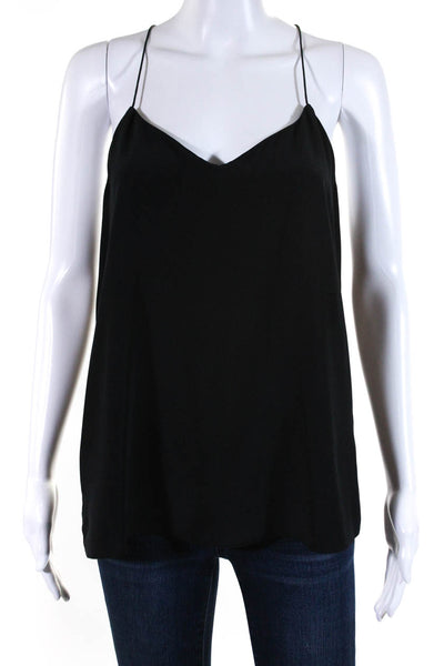 Tibi Womens Silk V-Neck Sleeveless Pullover Tank Top Blouse Black Size 8