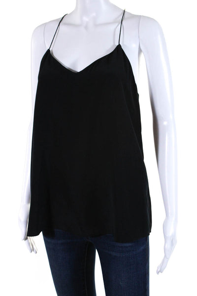 Tibi Womens Silk V-Neck Sleeveless Pullover Tank Top Blouse Black Size 8