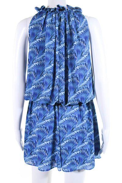 Ramy Brook Womens Abstract Print Stretch Waist Sleeveless Dress Blue Size M