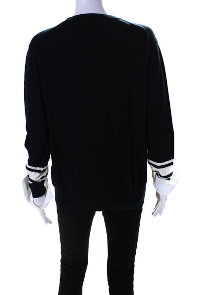 Victoria Victoria Beckham Womens Wool Blend Long Sleeve Knit Top Navy Size 8