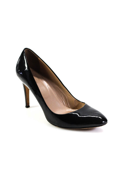 J Crew Womens Almond Toe Slip On Stiletto Pumps Black Patent Leather Size 7.5