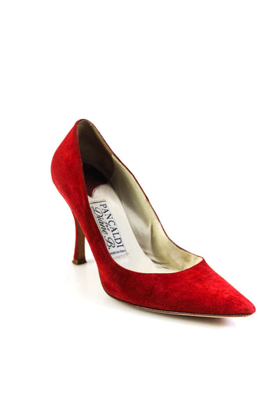 Pancaldi Diane B Womens Pointed Toe Slip On Stiletto Pumps Red Suede Size 38 8