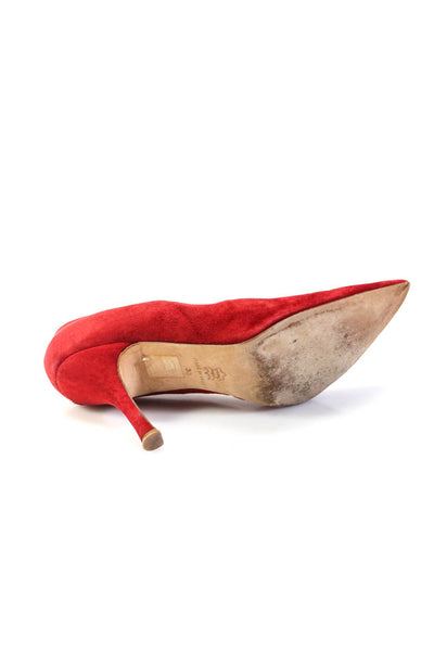 Pancaldi Diane B Womens Pointed Toe Slip On Stiletto Pumps Red Suede Size 38 8