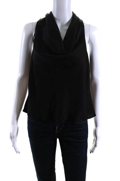 Intermix Womens Silk Georgette Low Back Sleeveless Cowl Neck Blouse Black Size L