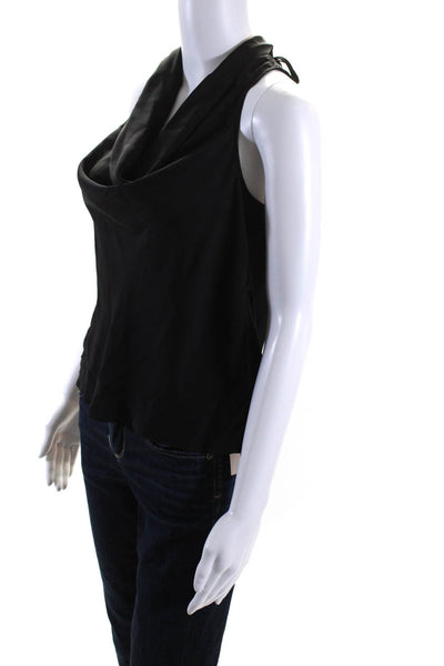 Intermix Womens Silk Georgette Low Back Sleeveless Cowl Neck Blouse Black Size L