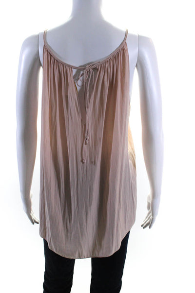 Ramy Brook Womens Satin Knit Eyelet Spaghetti Strap Camisole Blouse Pink Size M