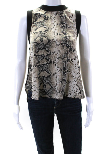 Elizabeth and James Womens Silk Snakeskin Print Sleeveless Blouse Beige Size S