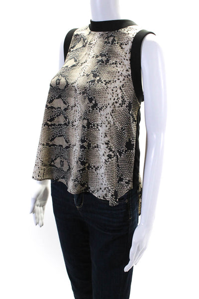 Elizabeth and James Womens Silk Snakeskin Print Sleeveless Blouse Beige Size S