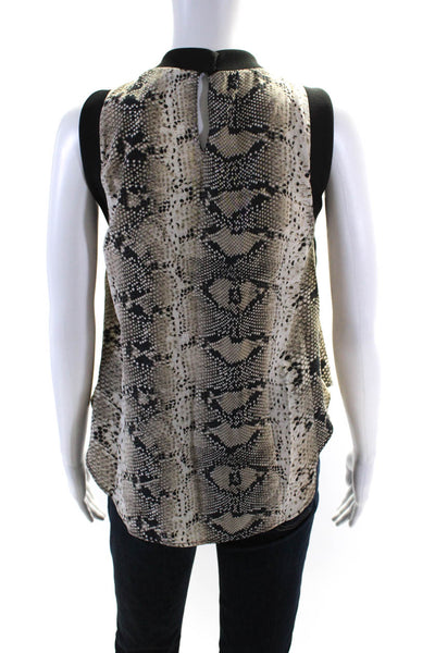 Elizabeth and James Womens Silk Snakeskin Print Sleeveless Blouse Beige Size S