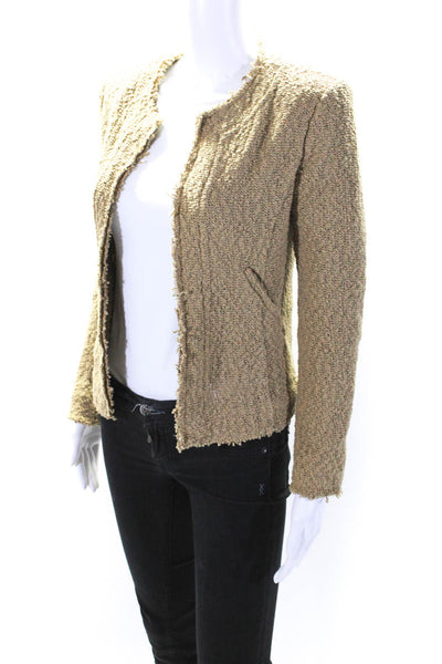 IRO Womens Boucle Open Front Taran Jacket Brown Cotton Size EUR 32