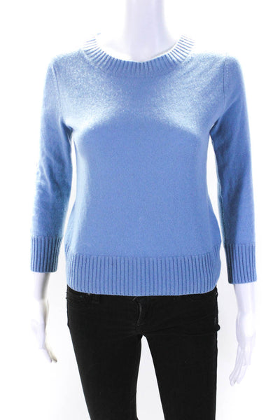 Vince Womens Cashmere Long Sleeves Pullover Sweater Blue Size Extra Small