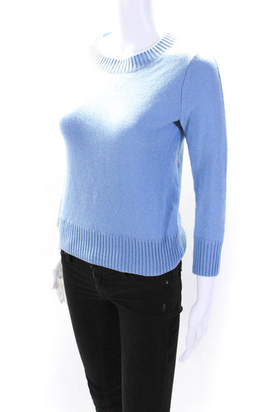 Vince Womens Cashmere Long Sleeves Pullover Sweater Blue Size Extra Small