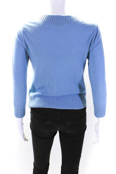 Vince Womens Cashmere Long Sleeves Pullover Sweater Blue Size Extra Small