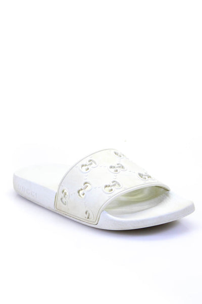 Gucci Womens Guccissima Slide On Pool Sandals White Size 5