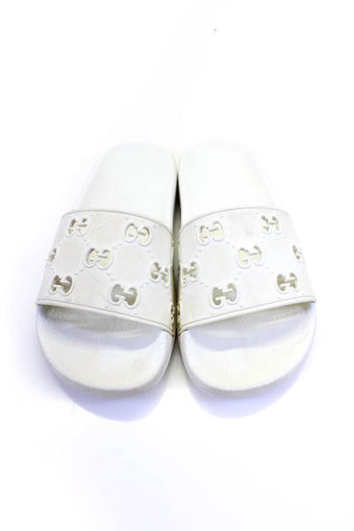 Gucci Womens Guccissima Slide On Pool Sandals White Size 5